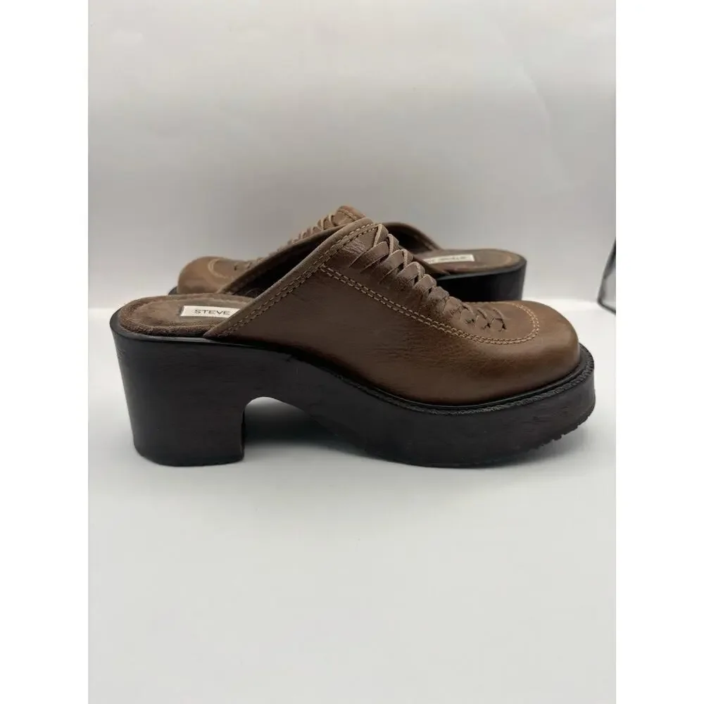 Steve Madden Vintage Y2K Platform Wooden Clogs Women Size 8